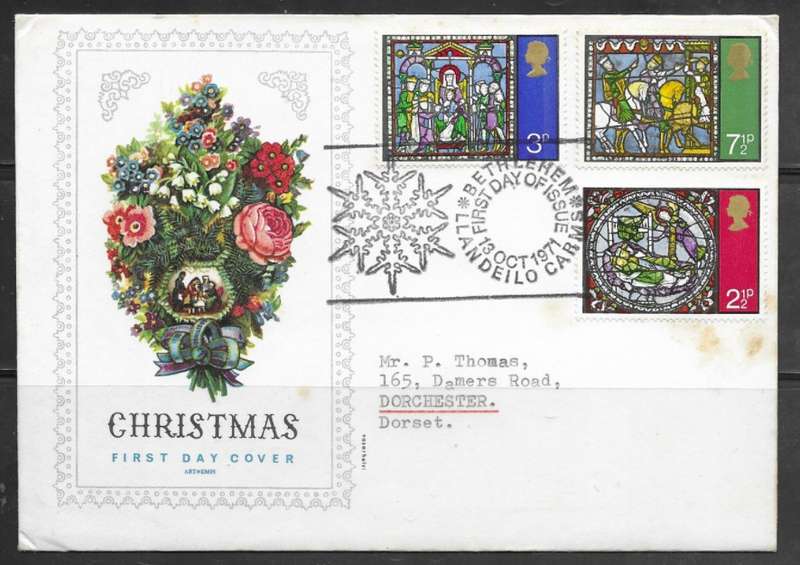 Great Britain 1971 - FDC Christmas - Printed Upside Down on Envelope