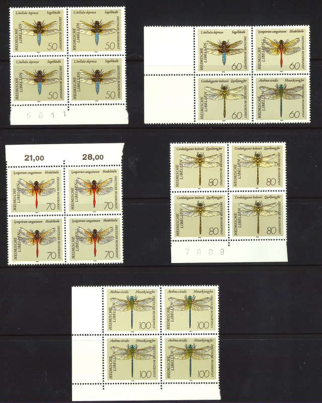 West Germany 1991 - Dragonflies - MNH - Full Set in Blocks of 4
