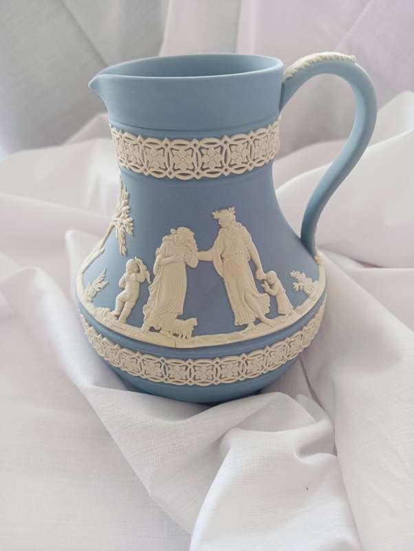 Vintage Wedgwood Jasperware Classic Blue And White Grecian Jug - Made In England - Make an Offer