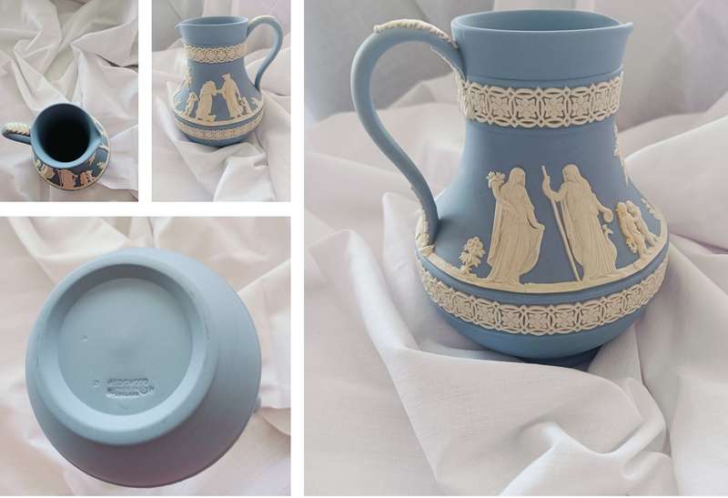Vintage Wedgwood Jasperware Classic Blue And White Grecian Jug - Made In England - Make an Offer