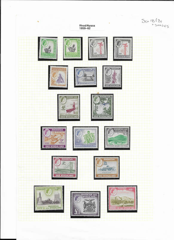 *REDUCED* Rhodesia & Nyasaland - 1959 Full Set - MNH - Includes Some Shades