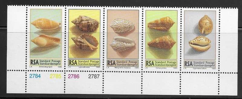 South Africa 1995 - Seal Shells - Control Strip of 5 - UMM