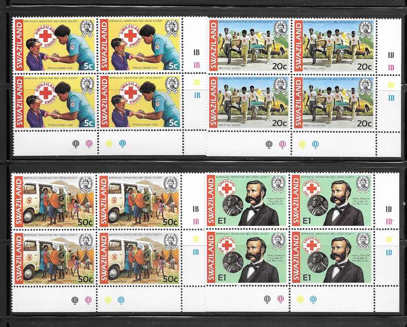 Swaziland 1982 - Red Cross - Full Set of Control Blocks - MNH - Health - Medical
