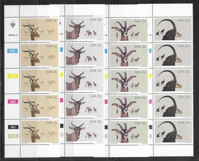 SWA 1980 - Nature Conservation and Tourism - Control Strips of 5 - Full Set