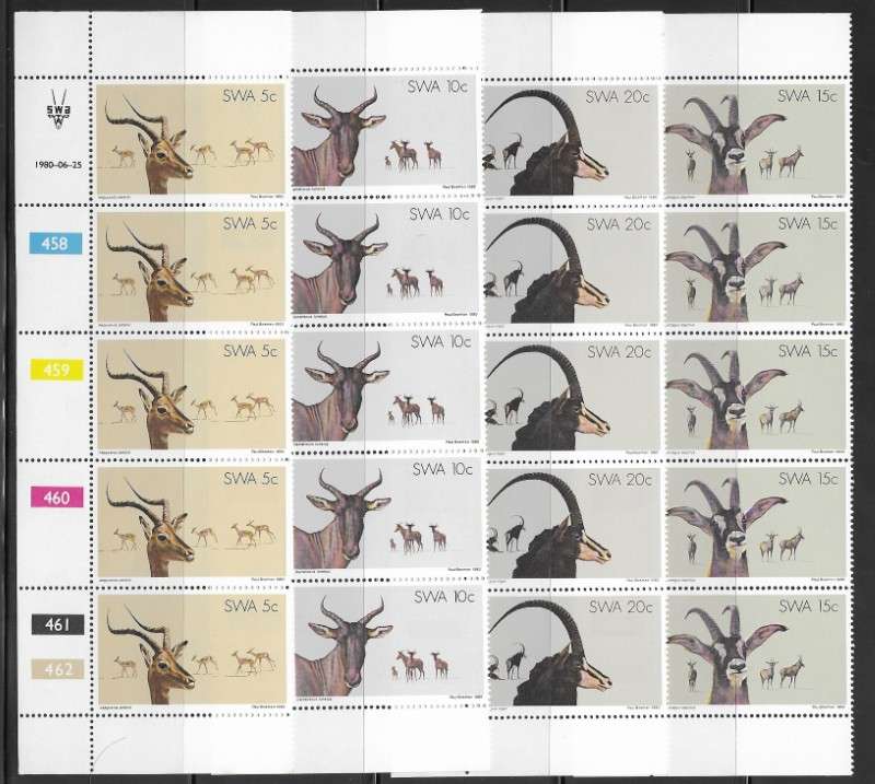 SWA 1980 - Nature Conservation & Tourism - Full Set Control Strips - Thematic Wildlife / Animals