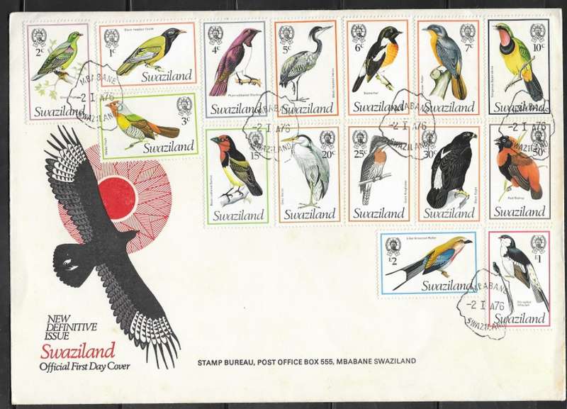 Swaziland 1976 - Definitive Birds - FDC