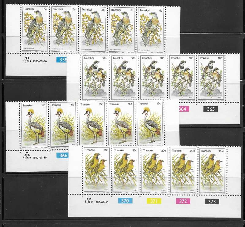 Transkei 1980 - Birds - Full Set of Control Strips - MNH