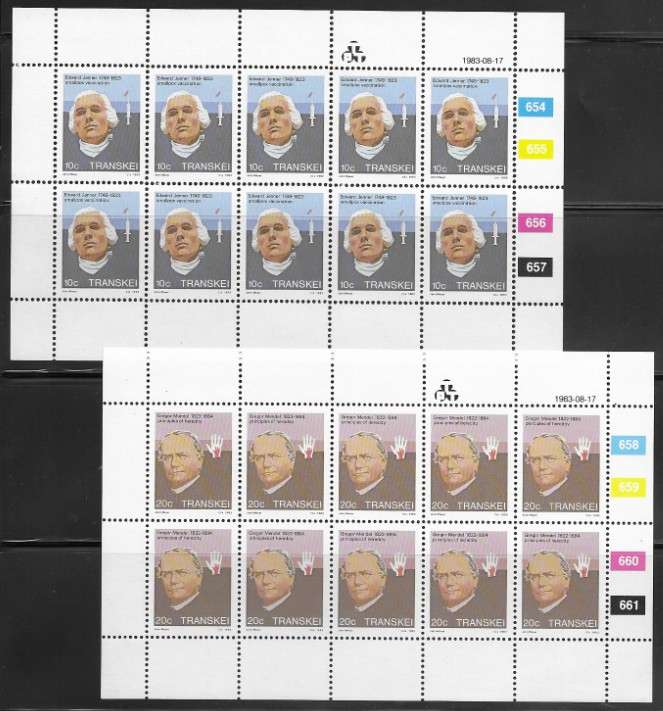Transkei 1983 - Heroes of Medicine - Full Set of Full Sheets of 10