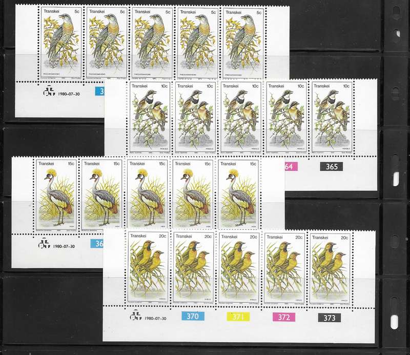 Transkei 1980 - Birds - Full Set of MNH Control Strips