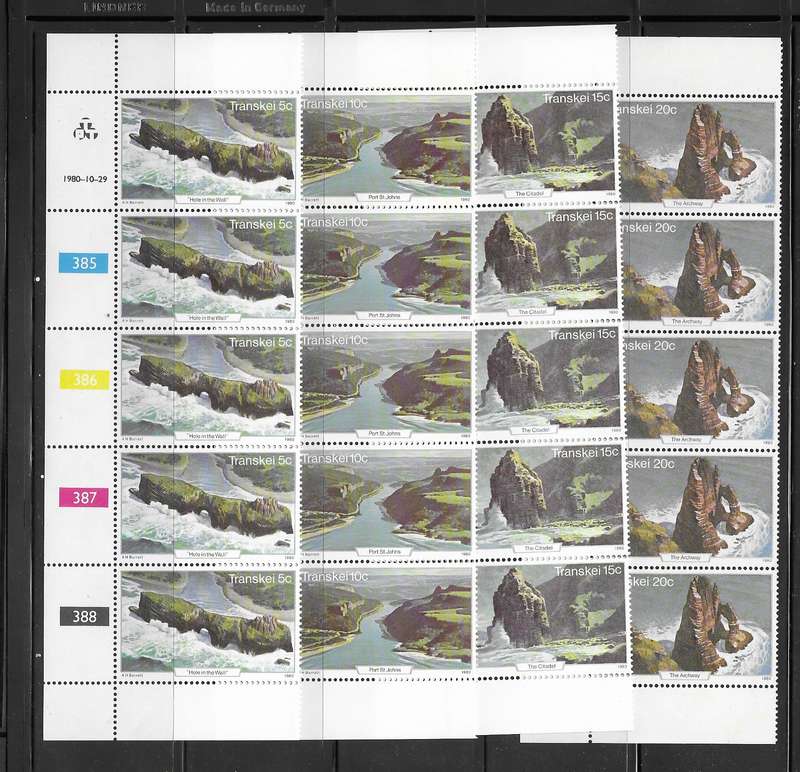 Transkei 1980 - Tourism - Full Set of Control Strips - MNH