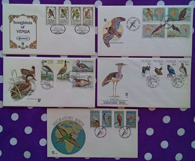 Venda - Birds - 5 First Day Covers