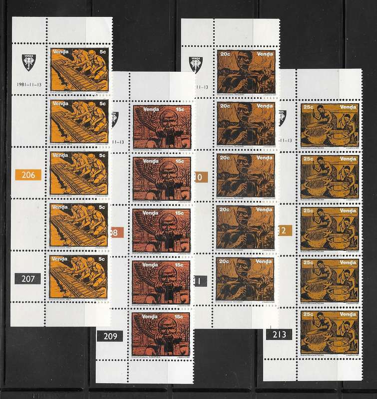 Venda 1981 - Musical Instruments - Full Set of Control Strips - MNH