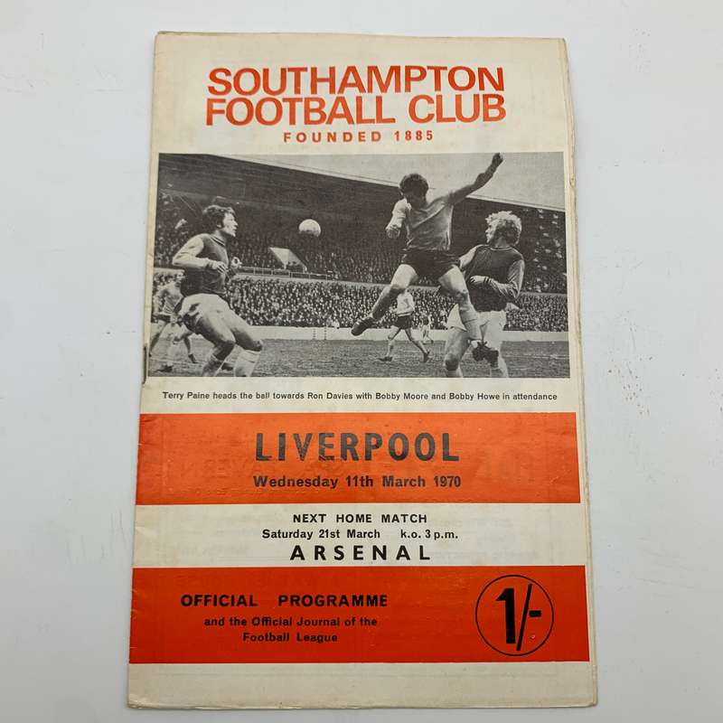Soccer  1970 'Southampton vs Liverpool' Official Programme