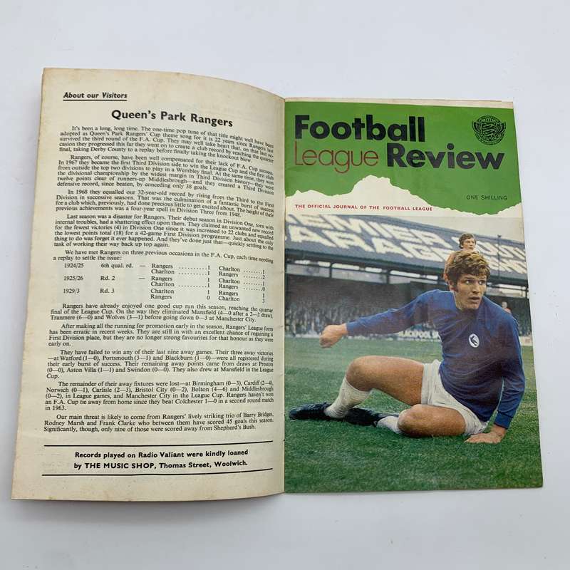 Soccer  '1970 Charlton Athletic vs Queens Park Rangers' F.A. Cup, Official Programme