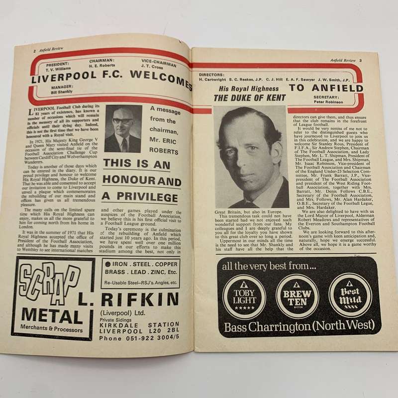 Soccer  '1973 Liverpool vs Southampton' Official Programme