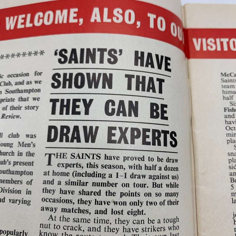 Soccer  '1973 Liverpool vs Southampton' Official Programme