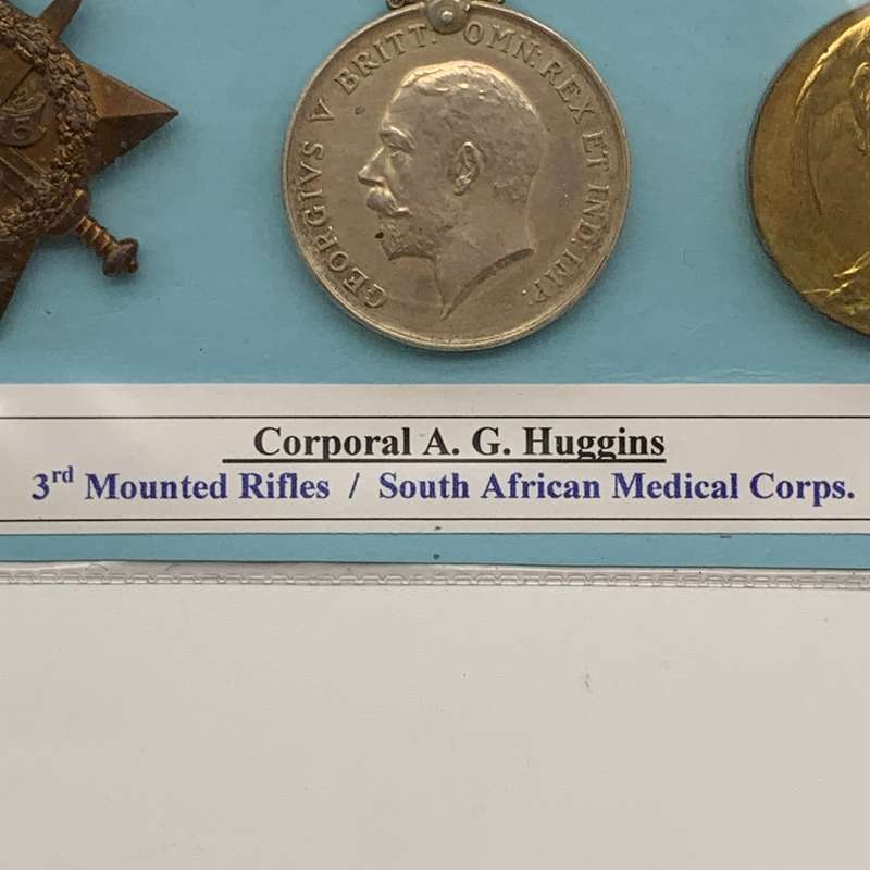 WW1 Medal Trio - 'Cpl. A.G. Huggins' (3rd Mtd Rifles & S.A.M.C.)