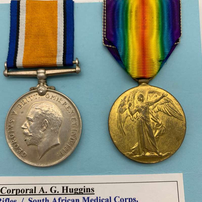 WW1 Medal Trio - 'Cpl. A.G. Huggins' (3rd Mtd Rifles & S.A.M.C.)