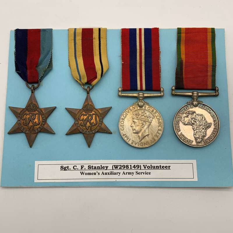 WW2  S.A. Medal Group + Research  'Sgt. C.F. Stanley' (Woman's A.A.S.)