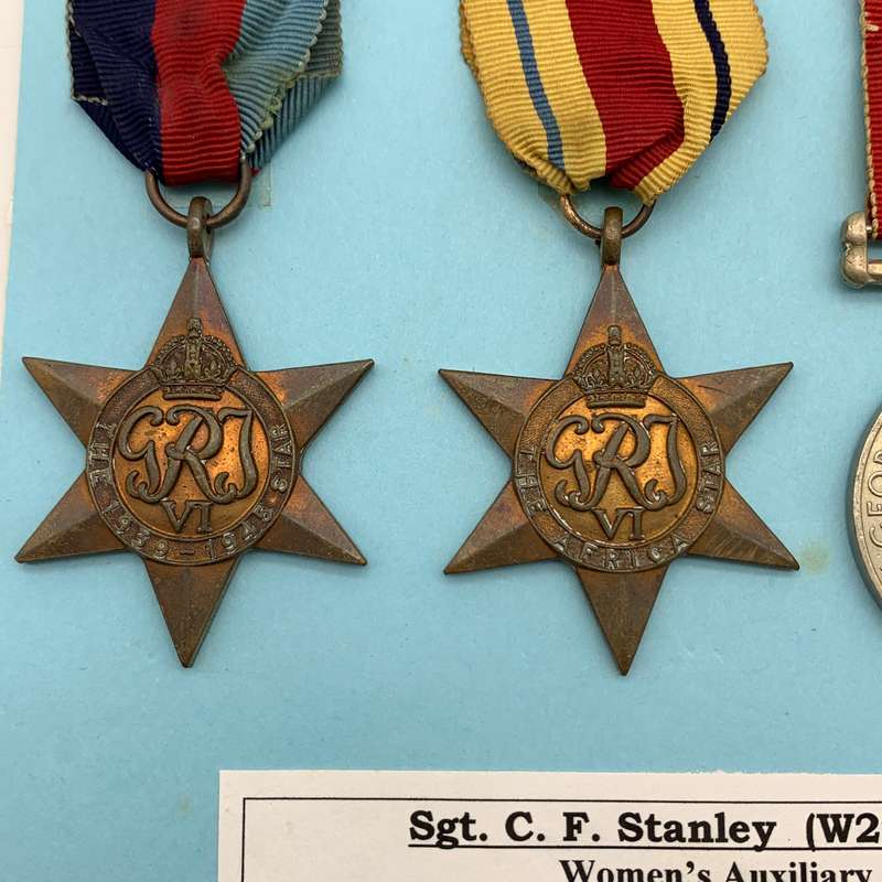 WW2  S.A. Medal Group + Research  'Sgt. C.F. Stanley' (Woman's A.A.S.)