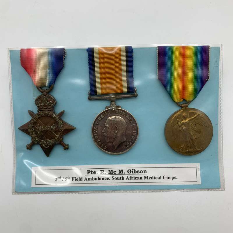 WW1 Medal Trio - 'PTE. R. Mc M. Gibson' (2ND & 5TH Field Ambulance S.A.M.C.)