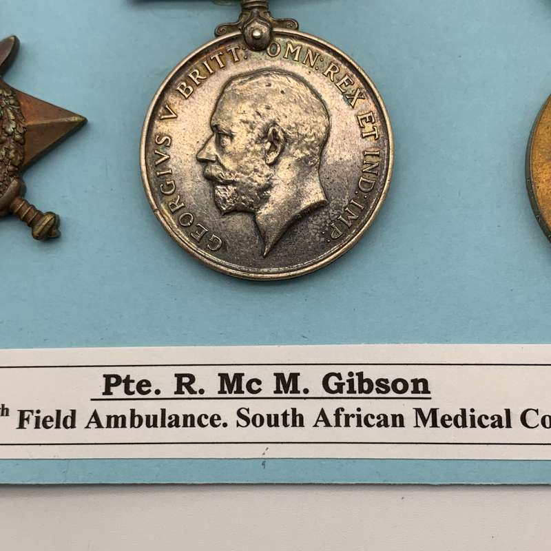 WW1 Medal Trio - 'PTE. R. Mc M. Gibson' (2ND & 5TH Field Ambulance S.A.M.C.)