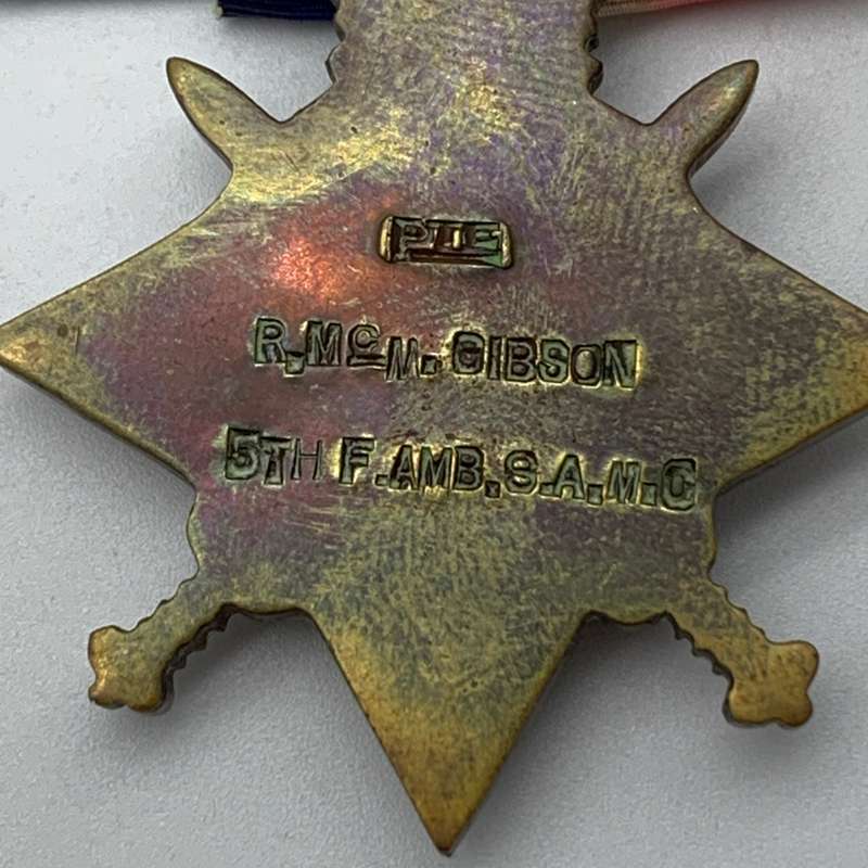 WW1 Medal Trio - 'PTE. R. Mc M. Gibson' (2ND & 5TH Field Ambulance S.A.M.C.)