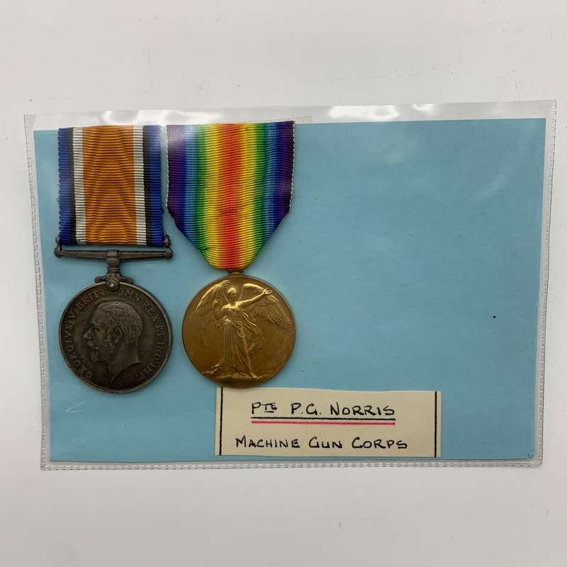 WW1 Medal Pair  'PTE. P.G. Norris' (Machine Gun Corps)