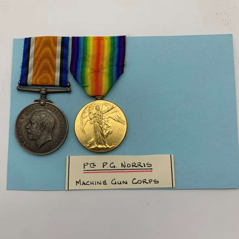 WW1 Medal Pair  'PTE. P.G. Norris' (Machine Gun Corps)