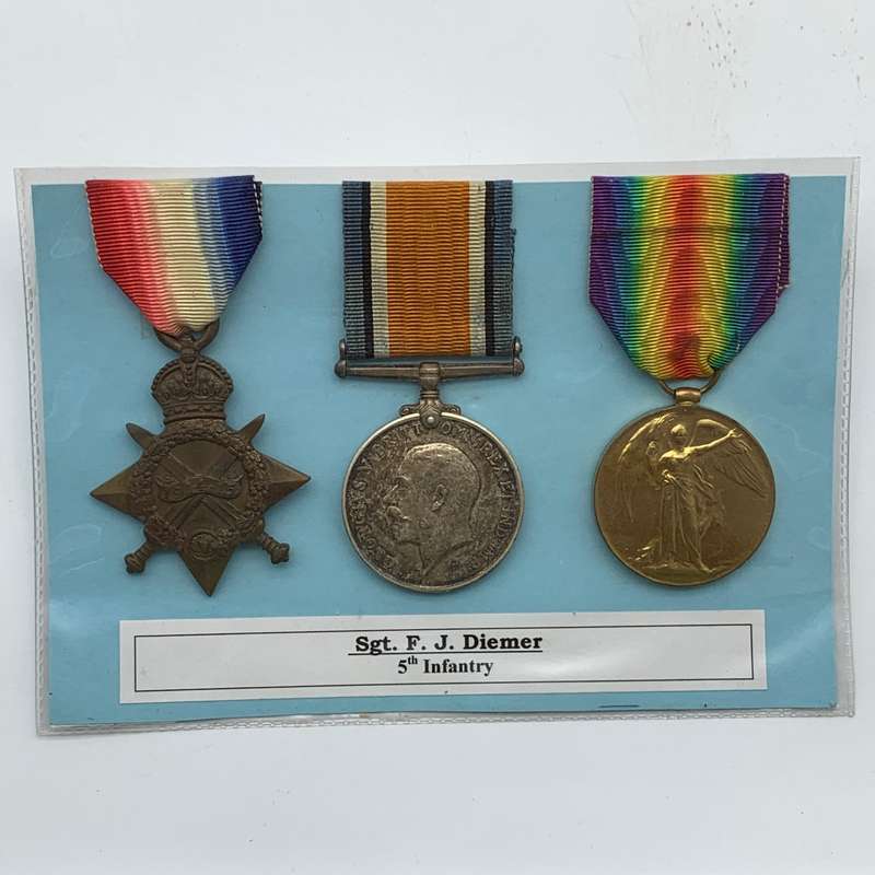 WW1 Medal Trio - 'SJT. F.J. Diemer' (5th Infantry - Kaffrarian Rifles)