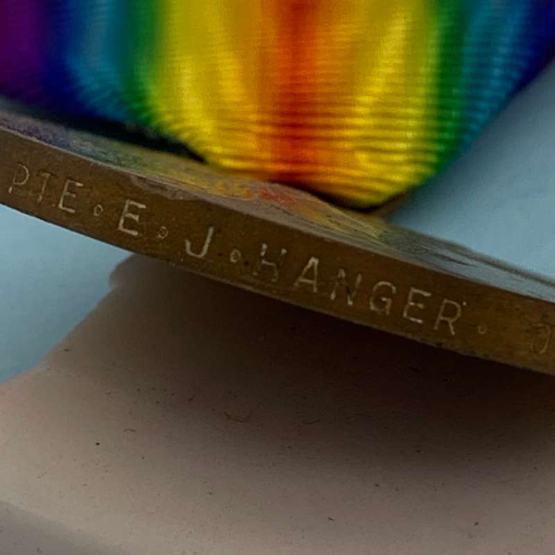 WW1 Medal Trio  'PTE. E.J. Hanger' (Devon Regiment)
