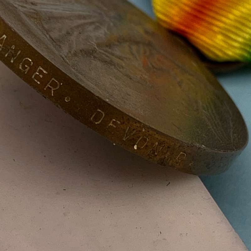 WW1 Medal Trio  'PTE. E.J. Hanger' (Devon Regiment)