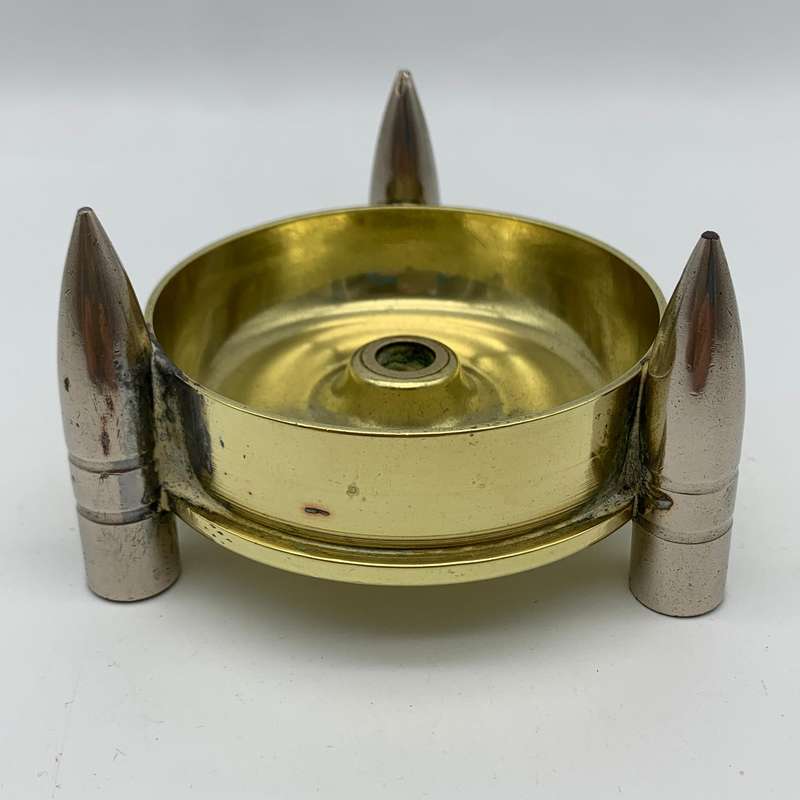 Early 'Trench Art' Brass Shell & Bullet Head Ashtray