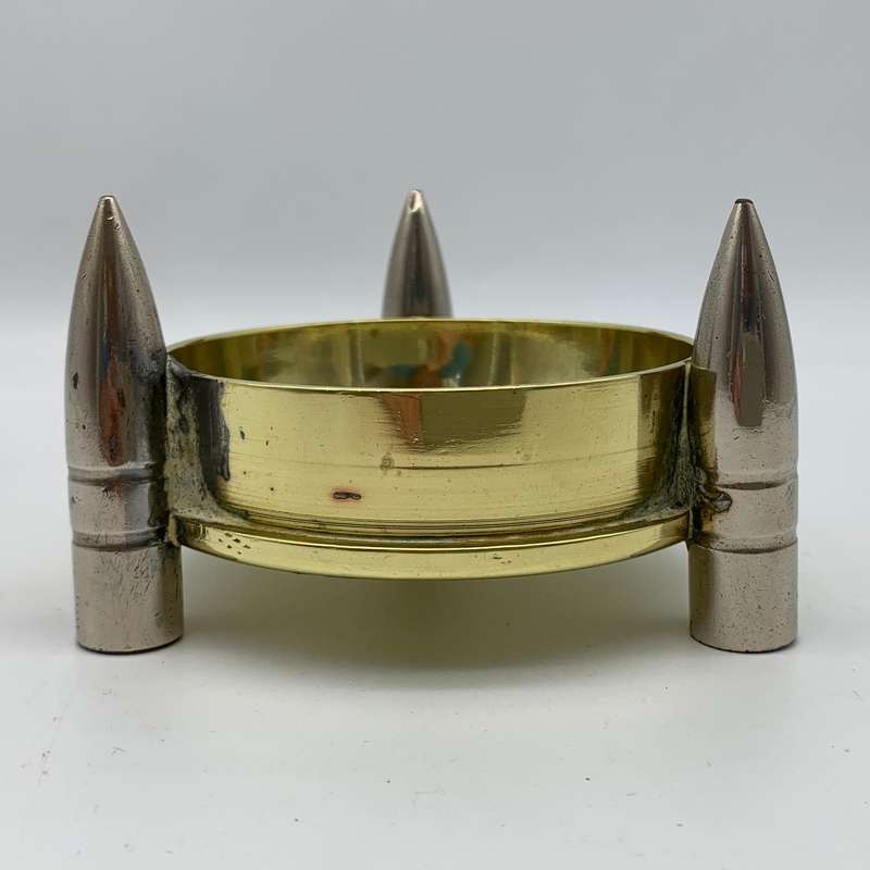 Early 'Trench Art' Brass Shell & Bullet Head Ashtray