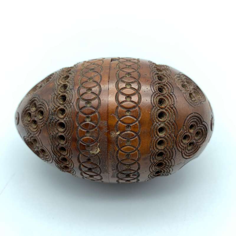 Antique Hand Carved P.O.W 'Coquilla Nut' Pomander/Snuff Box (With Provenance)