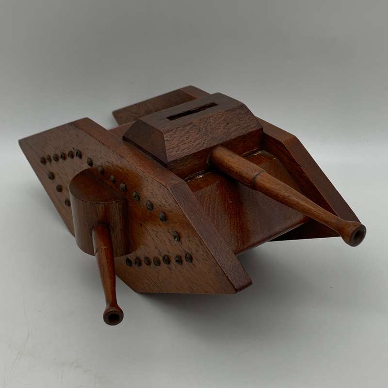 WW1 - 'Trench Art' Wooden Tank Money Box