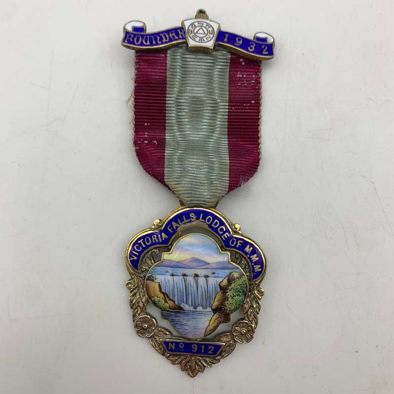 Rhodesia - Silver & Enamel 'Victoria Falls' Masonic Medal (1932)