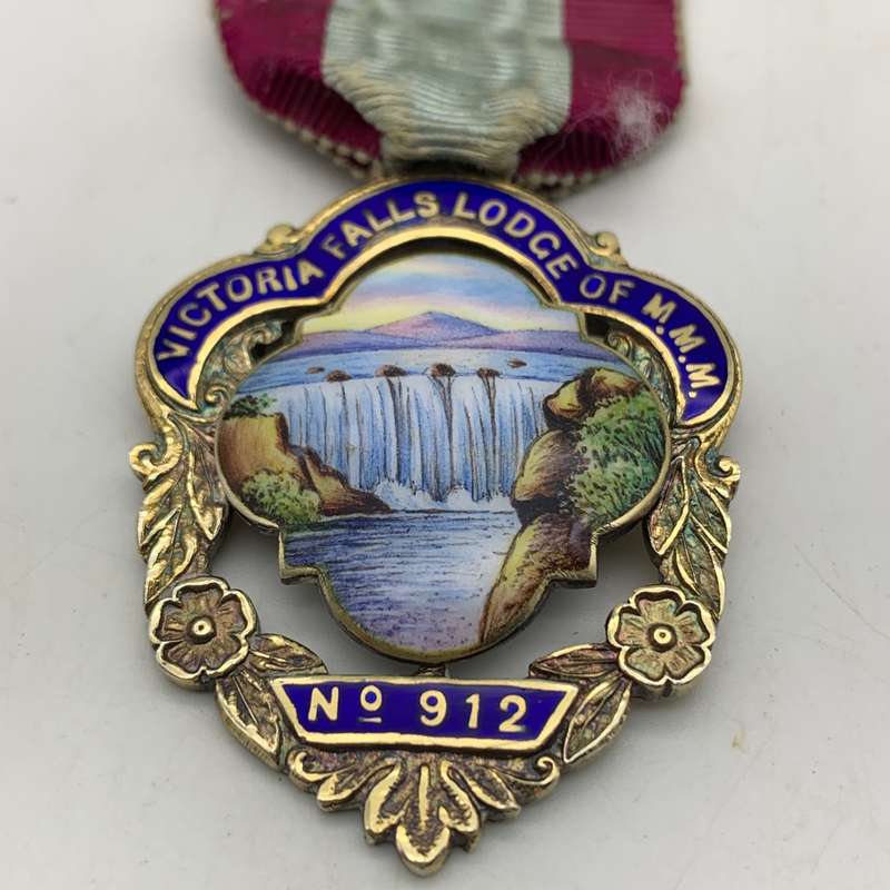 Rhodesia - Silver & Enamel 'Victoria Falls' Masonic Medal (1932)