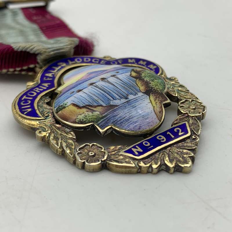 Rhodesia - Silver & Enamel 'Victoria Falls' Masonic Medal (1932)