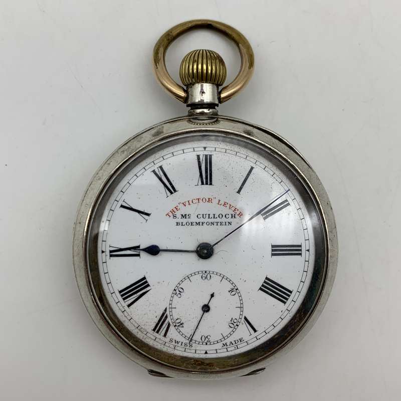 Silver Antique Swiss Pocket Watch (90g)