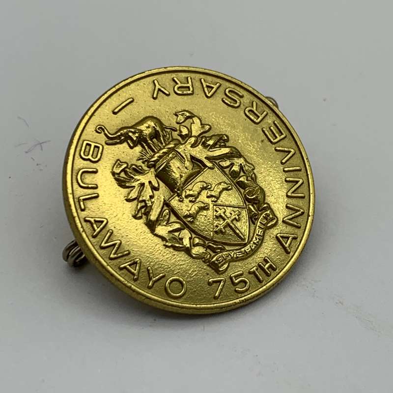 Rhodesia  Early Brass 'Bulawayo 75th Anniversary' Badge (1968)