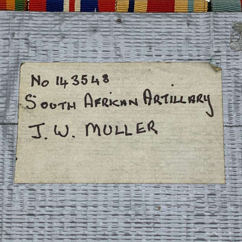 WW2  Medal Group Awarded to 'J.W. MULLER' (S.A. Artillery)