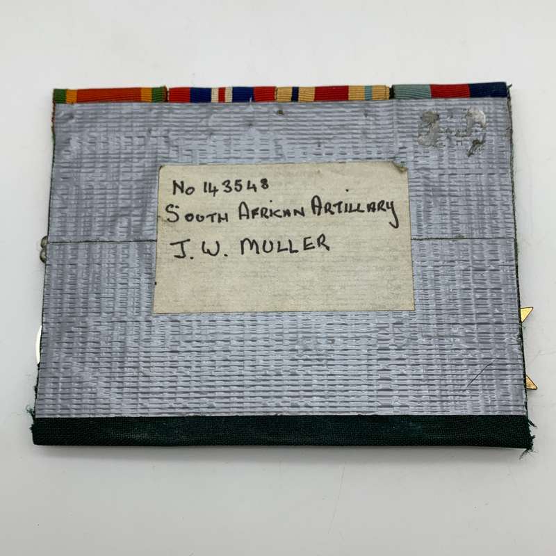 WW2  Medal Group Awarded to 'J.W. MULLER' (S.A. Artillery)