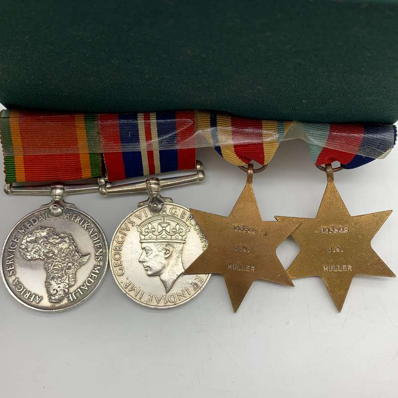 WW2  Medal Group Awarded to 'J.W. MULLER' (S.A. Artillery)