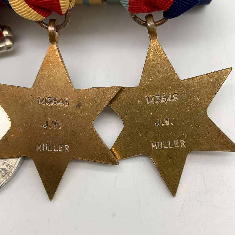WW2  Medal Group Awarded to 'J.W. MULLER' (S.A. Artillery)