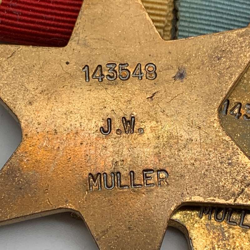 WW2  Medal Group Awarded to 'J.W. MULLER' (S.A. Artillery)