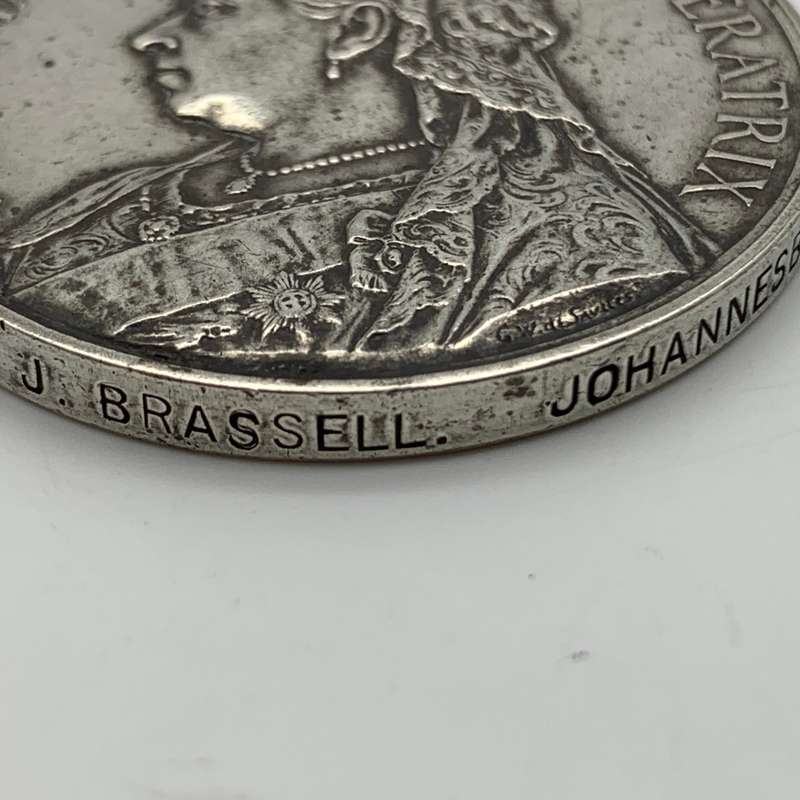 Boer War  Q.S.A. Medal 'SJT. W.J. BRASSELL' (Johannesburg M.R.)