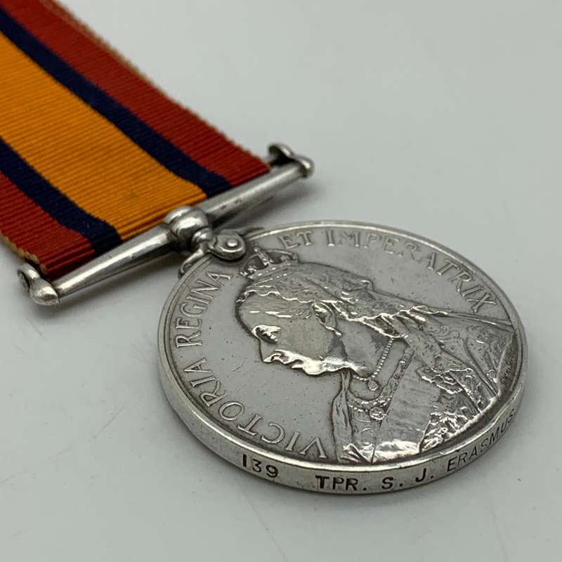 Boer War  Q.S.A. Medal 'TPR. S.J. ERASMUS' (Uitenhage D.M.T.)