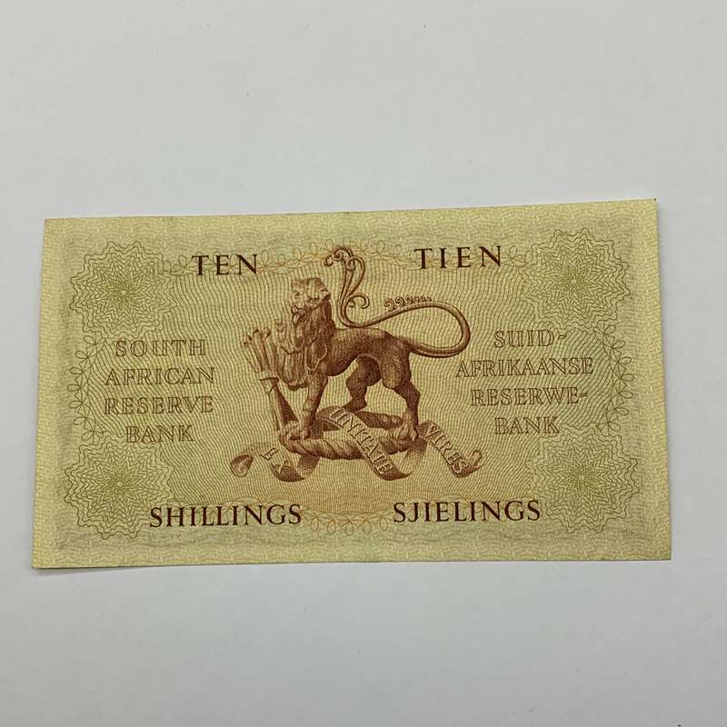 SA  'M.H. de Kock' 1956  Ten Shilling 'A128' Note (A/UNC)