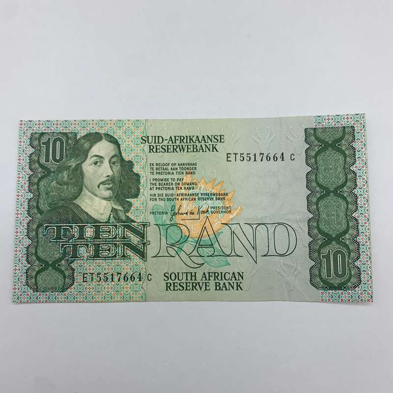 SA  'G.P.C. De Kock' 1985  Ten Rand 'ET' Bank Note (EF)